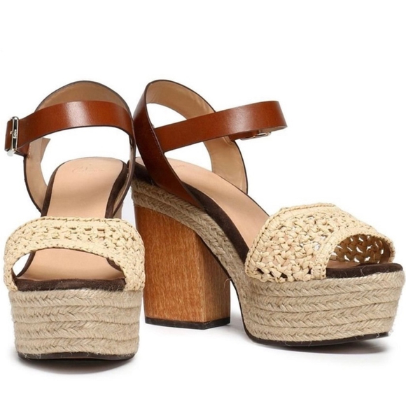 CASTAÑER Leather Colorblock Neutral Pattern Chunky Block Heel Sandals - Picture 2 of 16